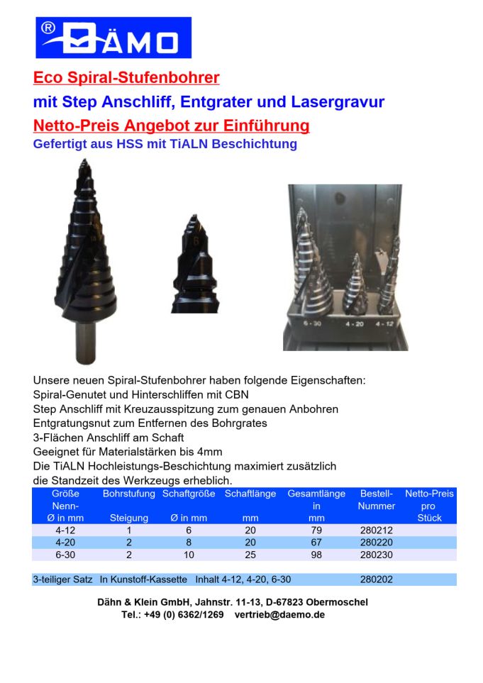 ECO Spiral Stufenbohrer